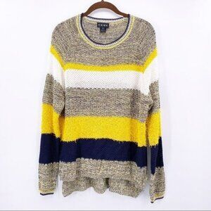 Ceny Striped Fisherman Knit Sweater Yellow Black XL